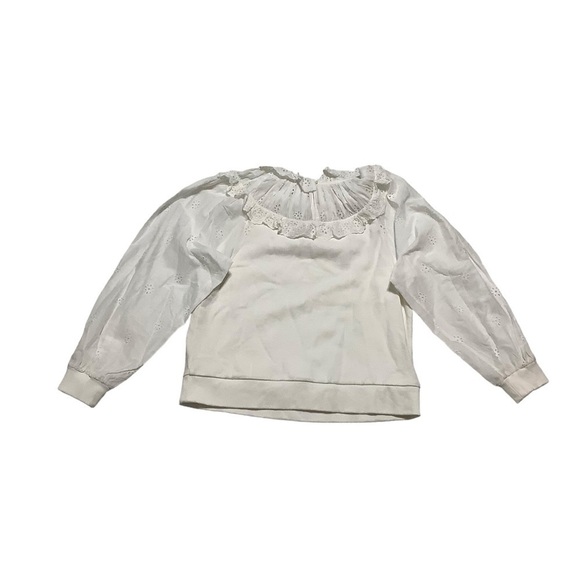 Anthropologie Othilia Blouse Sz Medium White Eyelet Lace Cottage Boho - Picture 7 of 10